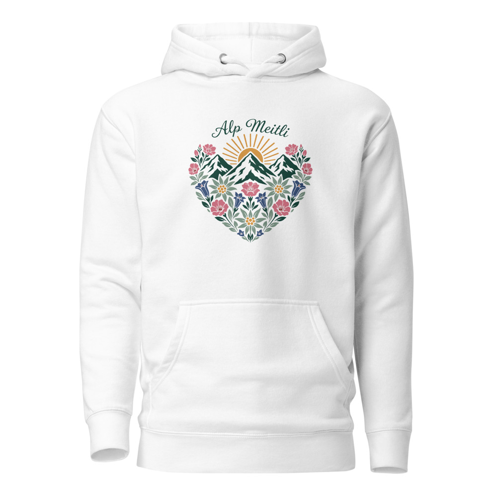 Alp Meitli Herz Hoodie, Wandern für Bergfans, Wander-Hoodie