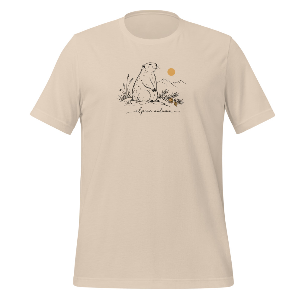 Marmotta d'autunno alpino, maglietta animali delle Alpi, t-shirt con animale alpino
