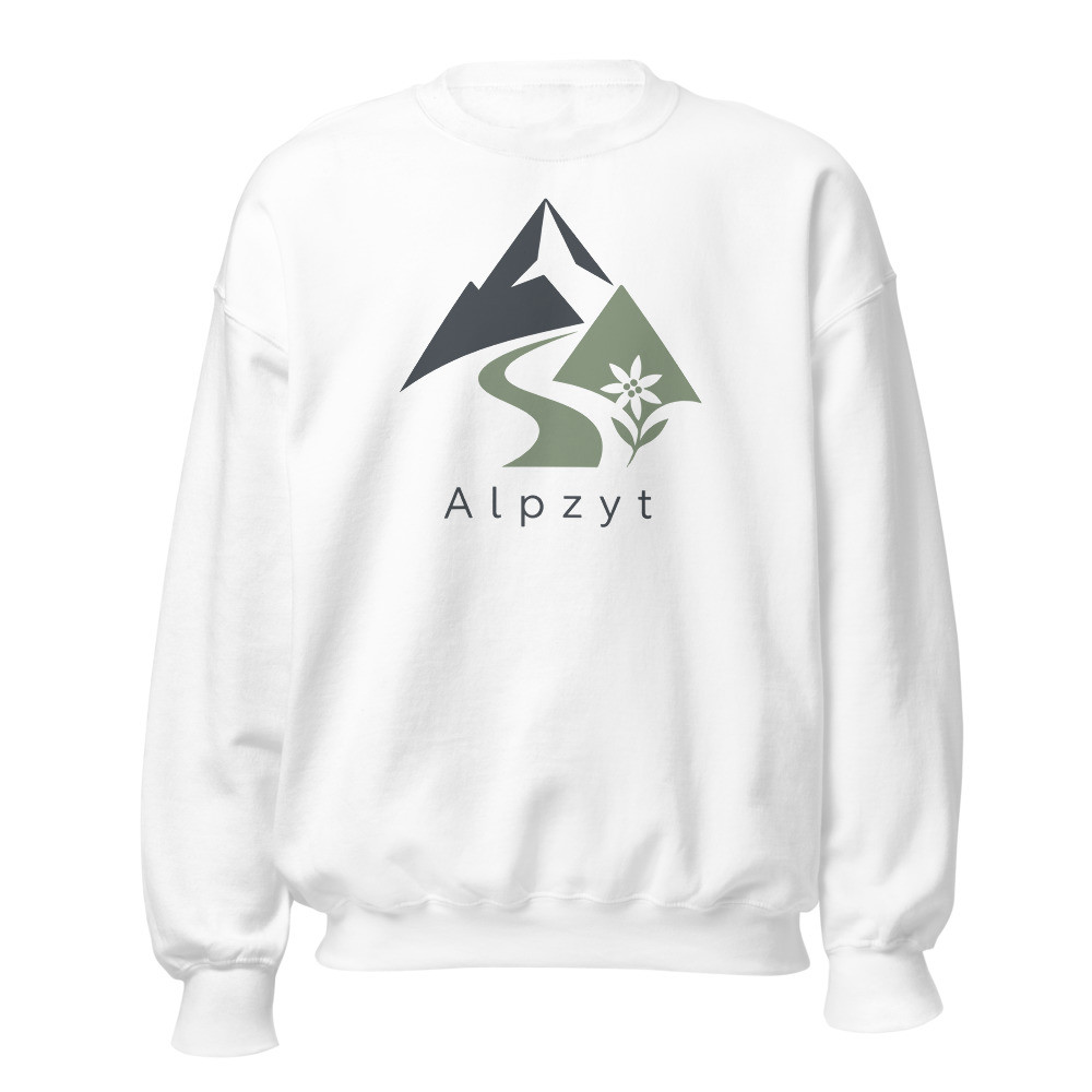 Alpzyt Sweatshirt: Berg-Sweatshirt mit Edelweiss, Berg-Sweatshirt mit Alpen-Sujet