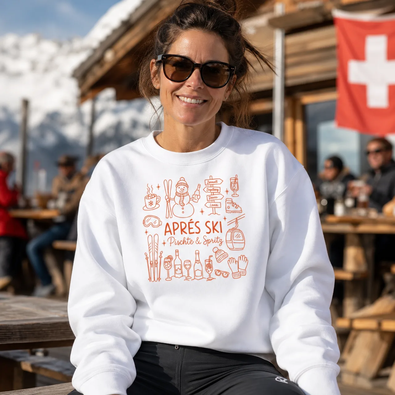 Après Ski Pischte & Spritz, Après-Ski Sweatshirt, getragen