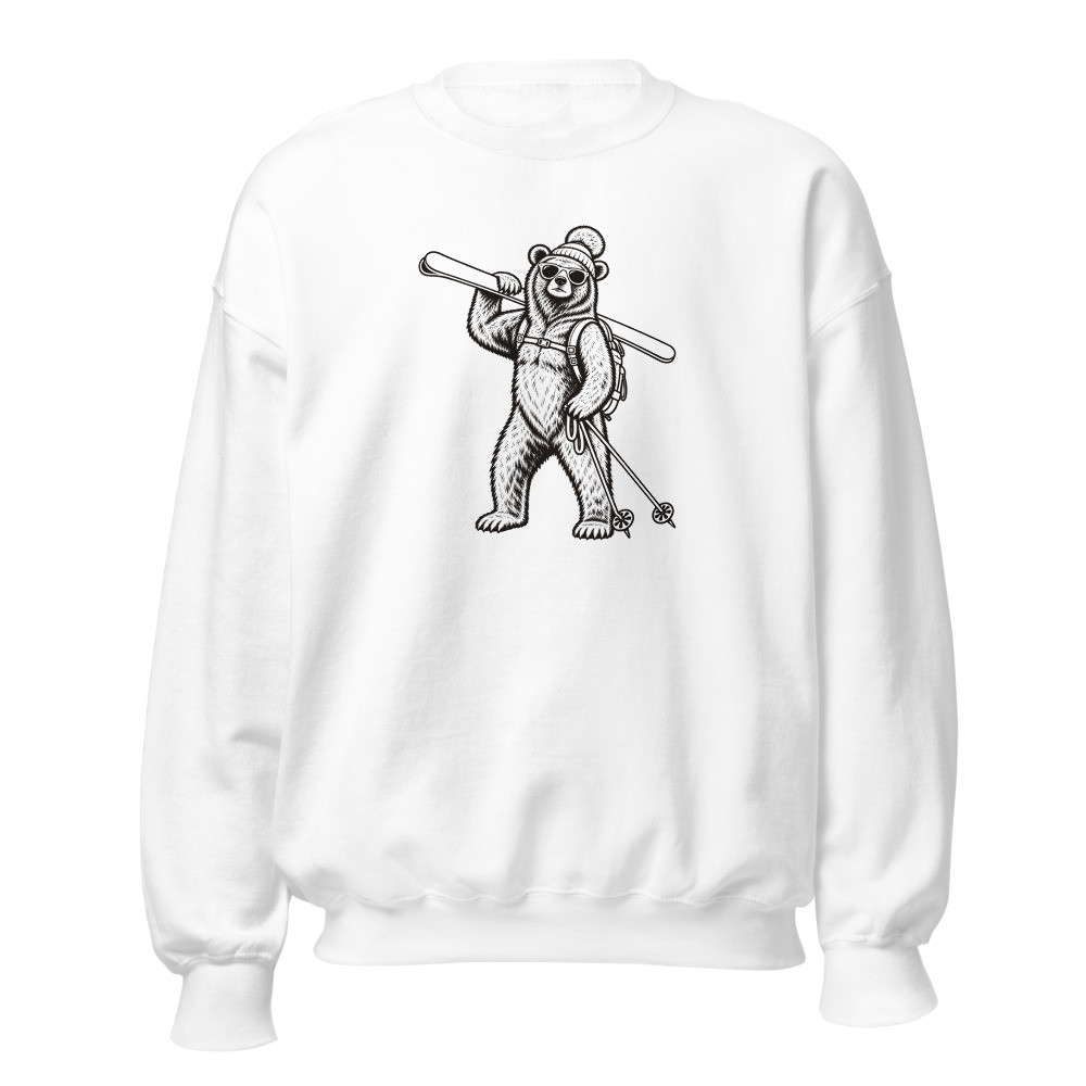 Bär mit Ski und Skistöcken, Après-Ski Sweatshirt, Ski- & Winter-Sweatshirt