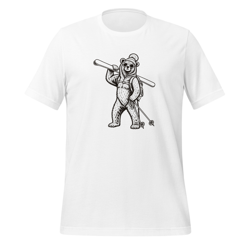 Bär mit Ski, Après-Ski T-Shirt, Ski- & Winter-T-Shirt