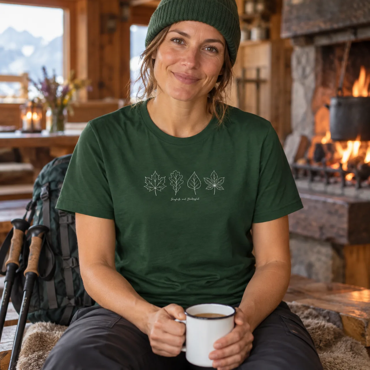 Bergluft und Blättergold: Wander-T-Shirt Herbst, getragen