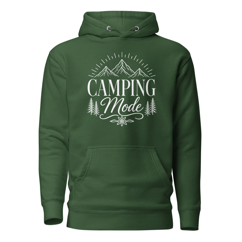 Camping Mode: felpa con cappuccio montagna, felpa con cappuccio montagna con motivo alpino