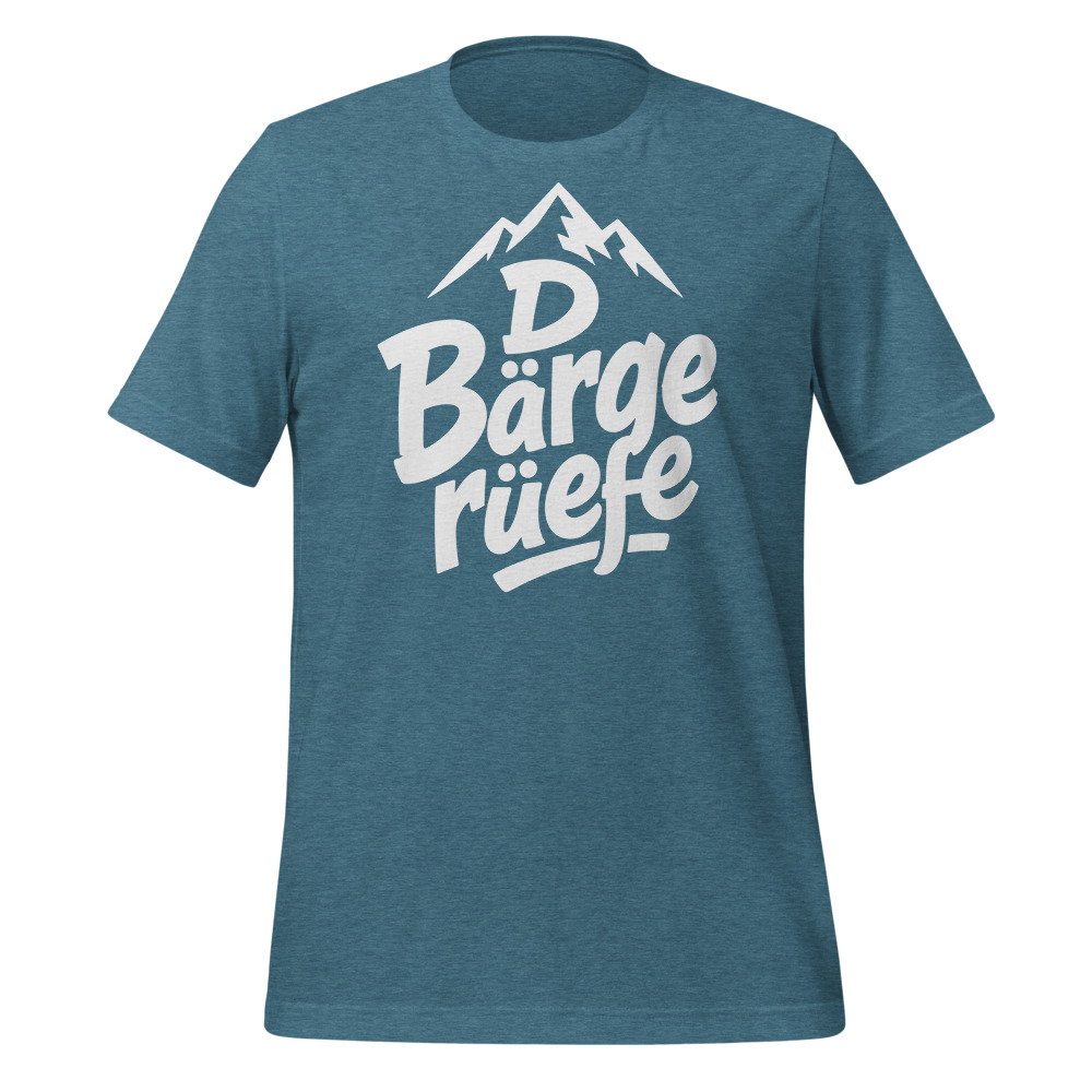D Bärge rüefe auf Dunkel, Mundart Bergshirt, Berg-T-Shirt mit Alpen-Sujet