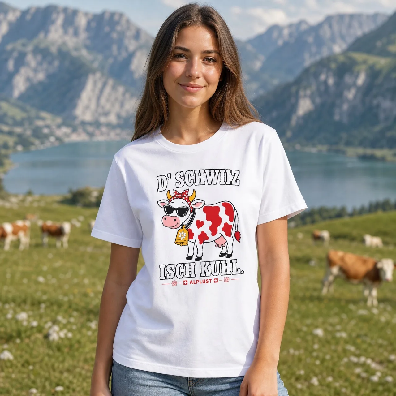 D' Schwiiz isch kuhl, Schwiizerdütsch T-Shirt, getragen
