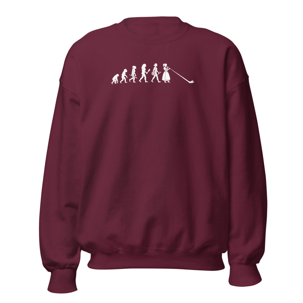 Evolution zur Alphornbläserin, Berg-Sweatshirt Damen, Berg-Sweatshirt mit Alpen-Sujet