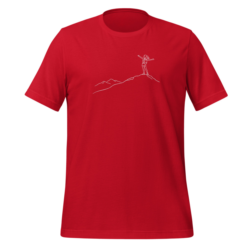 Donna in vetta, maglietta escursionismo per lei, t-shirt escursionismo