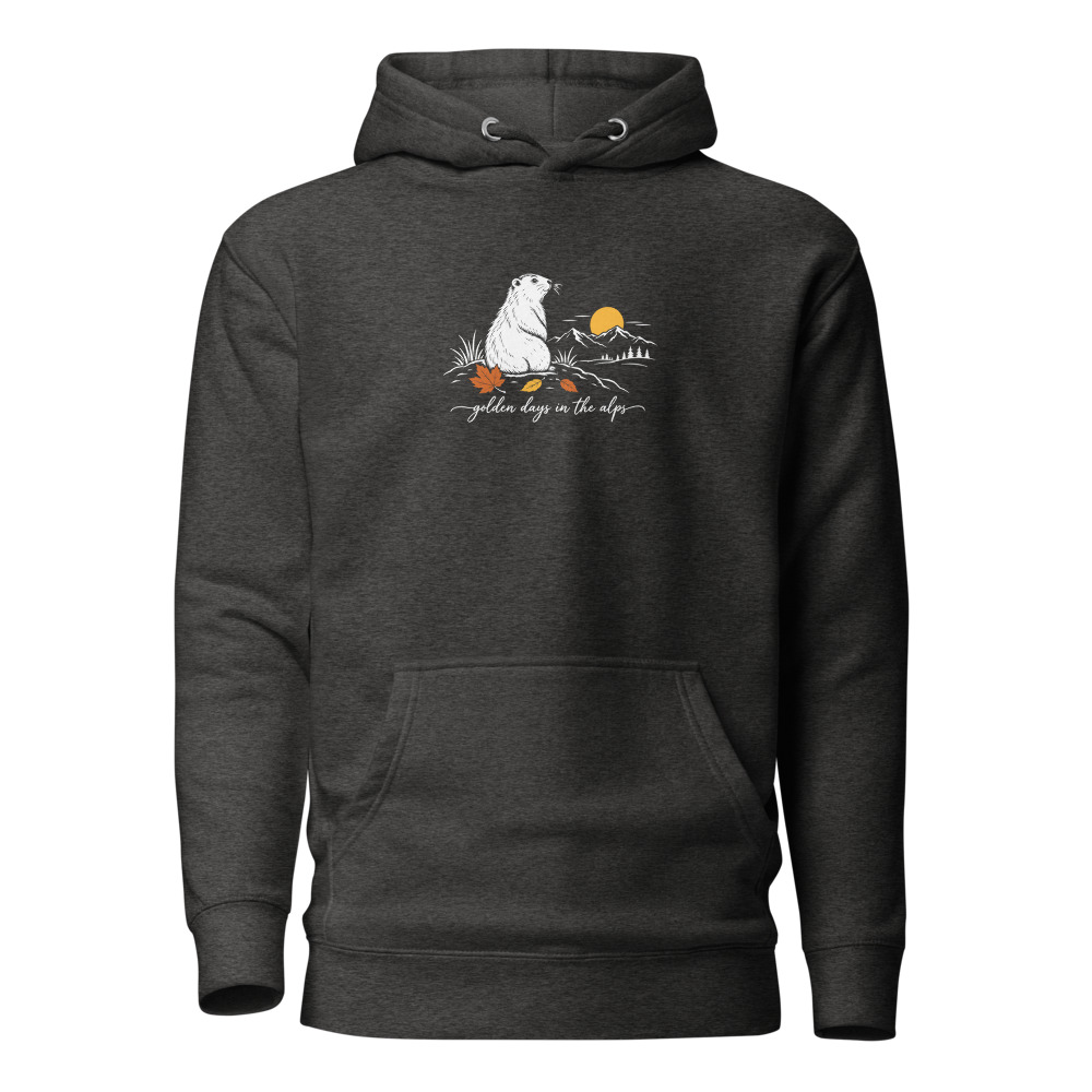 Murmeltier Hoodie «Golden Days»: Tiere der Alpen, Hoodie mit Alpentier-Sujet