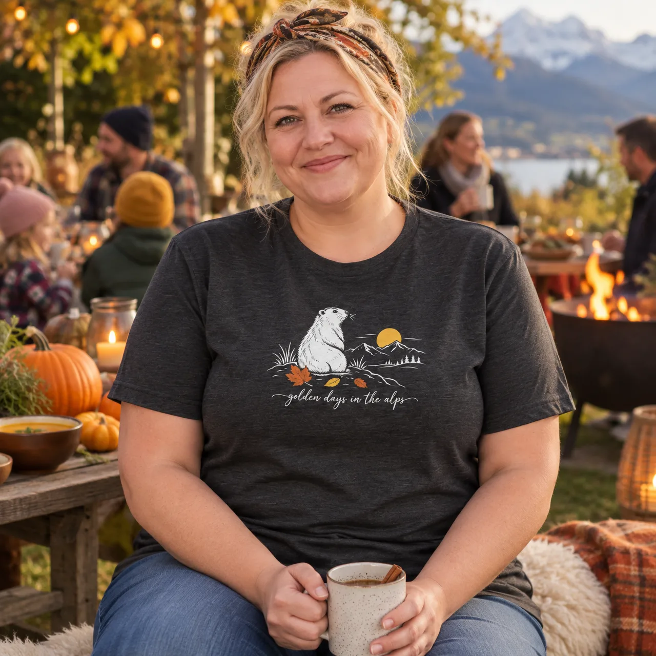 Golden Days Marmotte, t-shirt animaux des Alpes, porté
