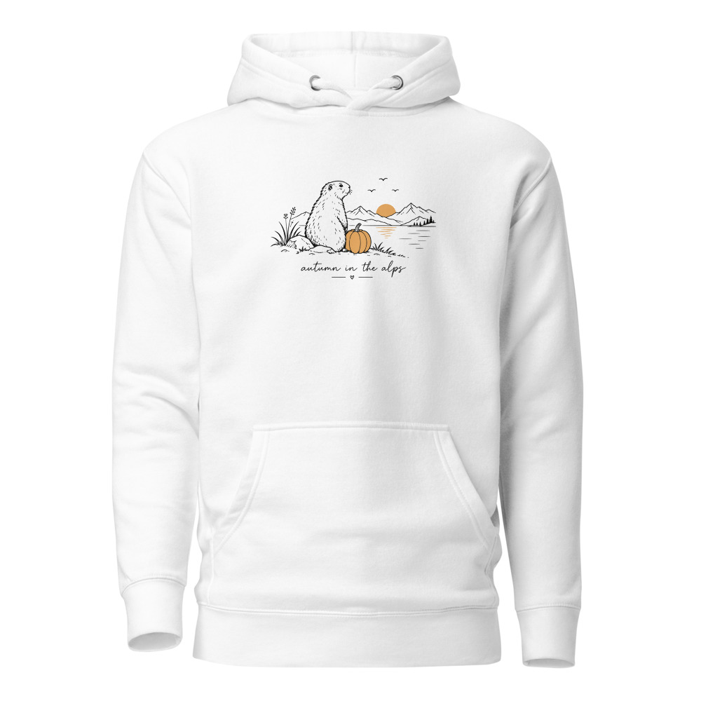 Herbst in den Alpen: Murmeltier-Hoodie, Hoodie mit Alpentier-Sujet