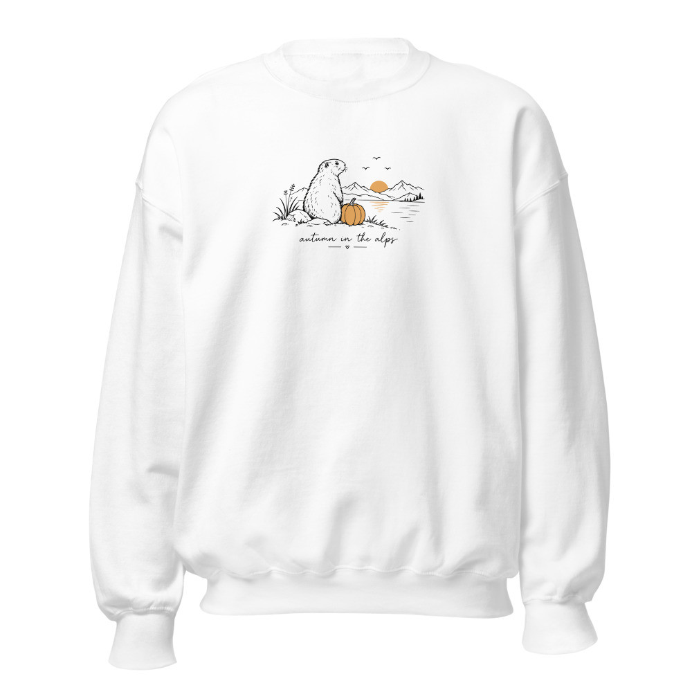 Herbst in den Alpen Sweatshirt, Murmeltier-Sujet, Sweatshirt mit Alpentier-Sujet