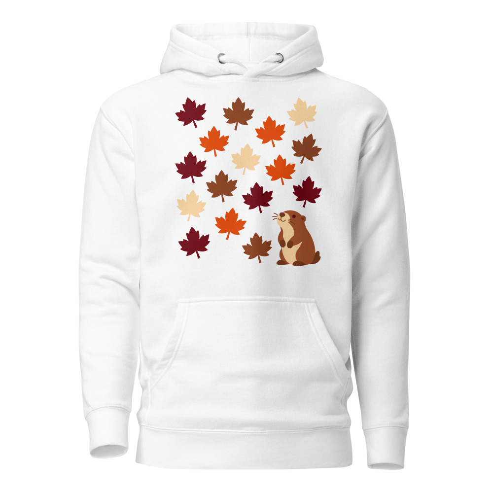 Marmotte et feuilles d'automne, hoodie rando, hoodie randonnée