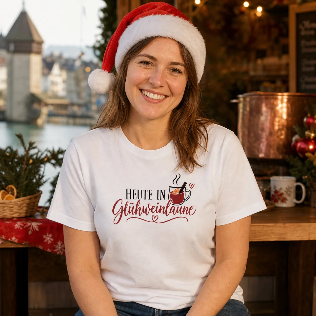 Heute in Glühweinlaune, t-shirt après-ski, porté