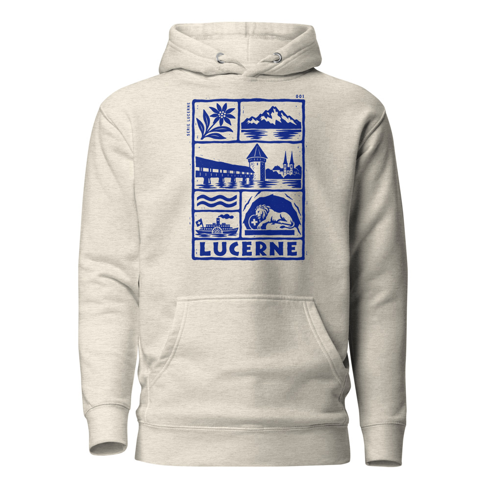 Lucerne Hoodie: Swiss Alps Design, mountain hoodie with alpine design