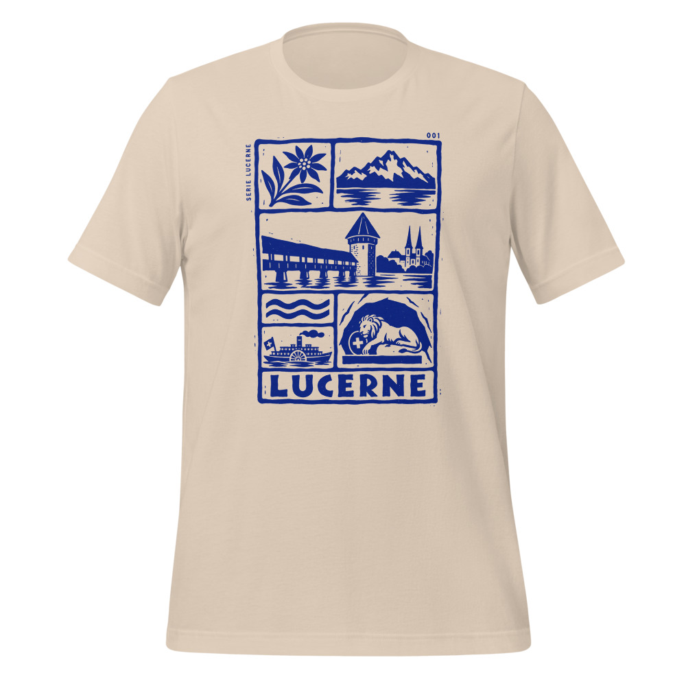 Luzern Streetwear T-Shirt, Schweizer Bergmotiv, Berg-T-Shirt mit Alpen-Sujet