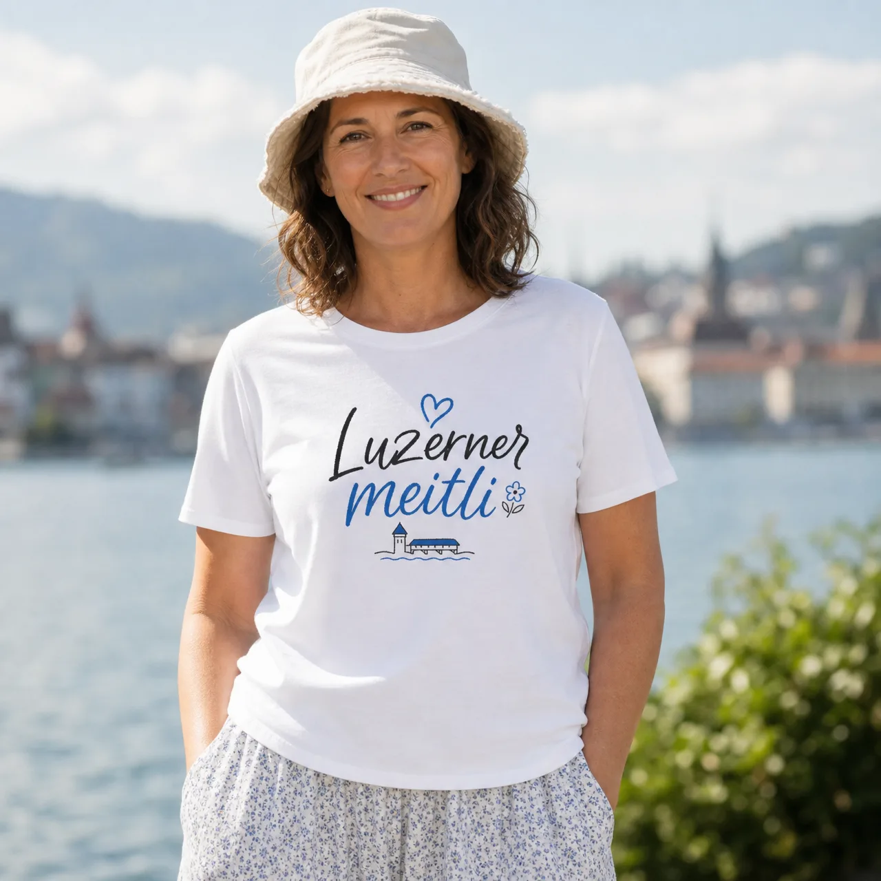 Luzerner Meitli, maglietta dialetto svizzero per donna, indossata