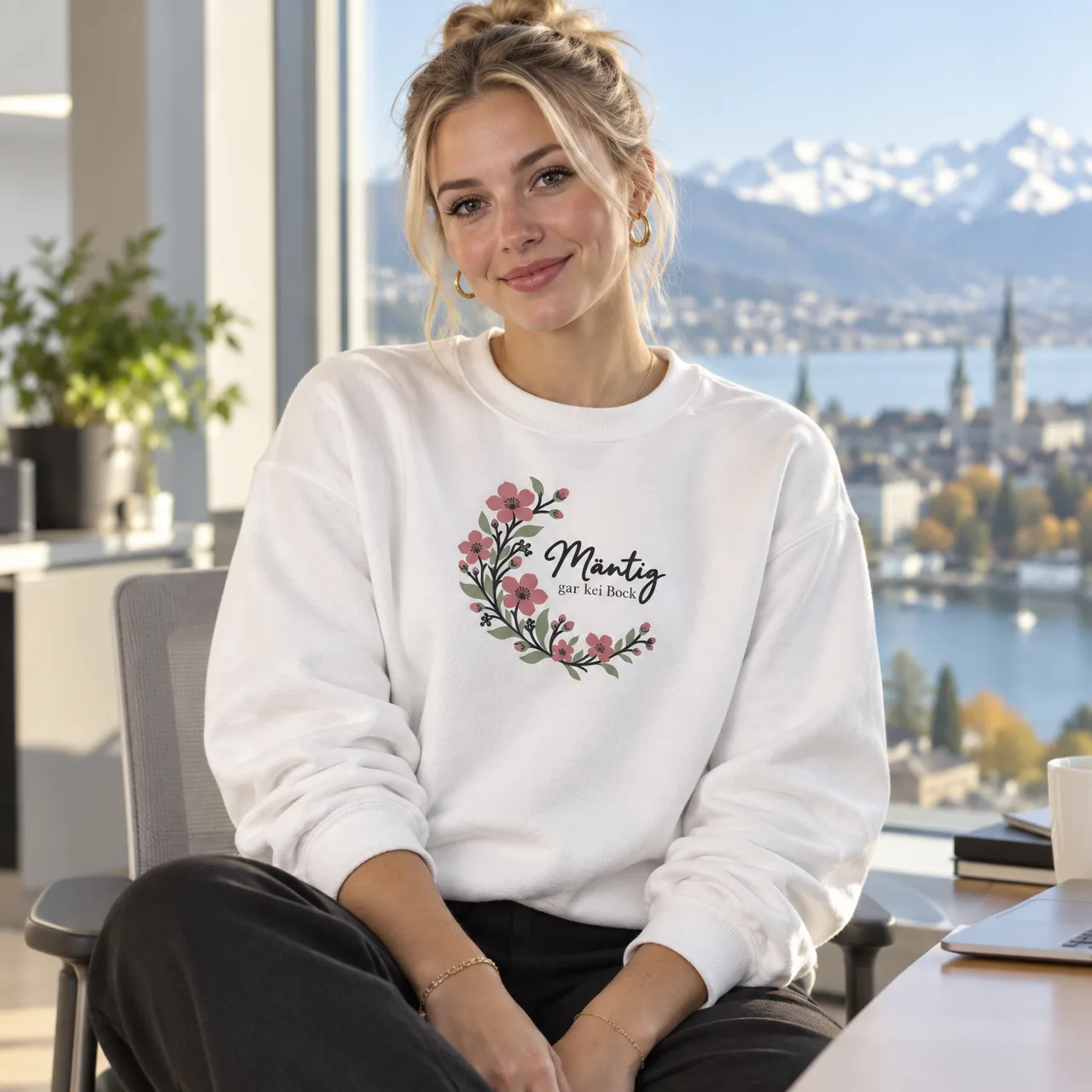 «Mäntig gar kei Bock»: Schwiizerdütsch Sweatshirt, getragen