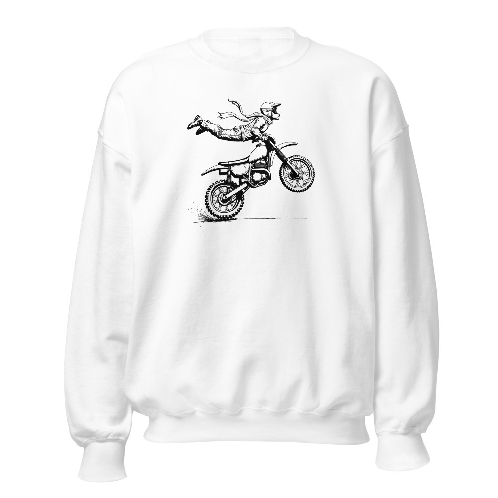 Motocross-Frau im Sprung, Sommer-Sweatshirt, Sommer- & Ferien-Sweatshirt