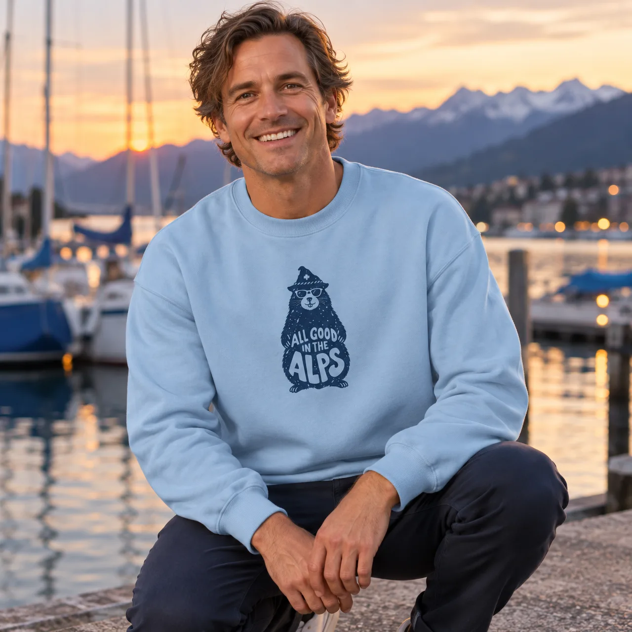 Marmot «All Good in the Alps», Swiss Mountain Sweatshirt, worn