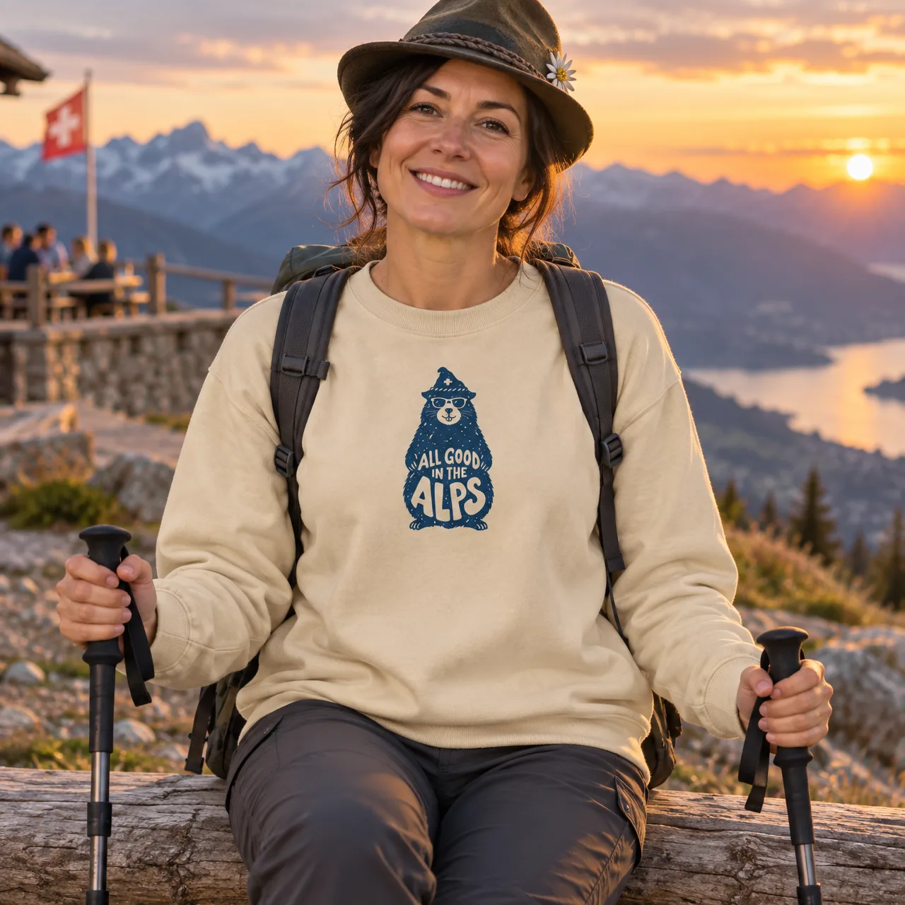 Marmot «All Good in the Alps», Swiss Mountain Sweatshirt, worn