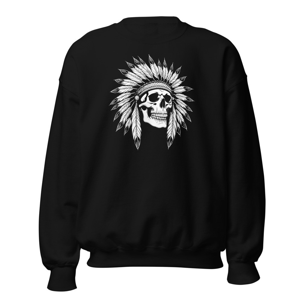 Totenkopf mit Federschmuck: Sommer-Sweatshirt, Sommer- & Ferien-Sweatshirt