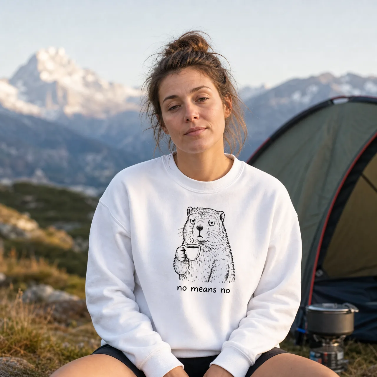Marmotta «No means no», felpa divertente svizzera, indossata