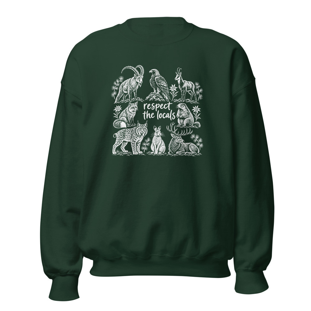 Respect the Locals Sweatshirt, Schweizer Tiermotiv, Sweatshirt mit Alpentier-Sujet