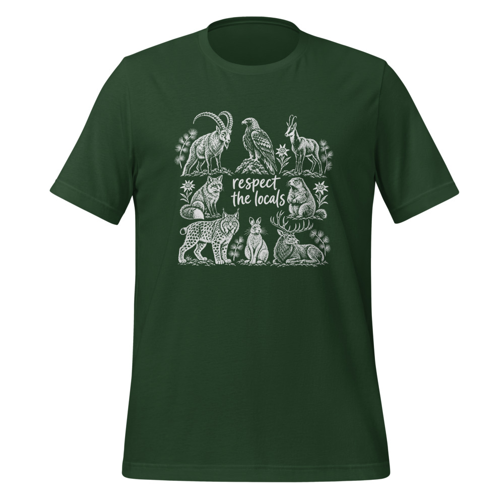 «Respect the Locals» T-Shirt: Tiere der Alpen, T-Shirt mit Alpentier-Sujet