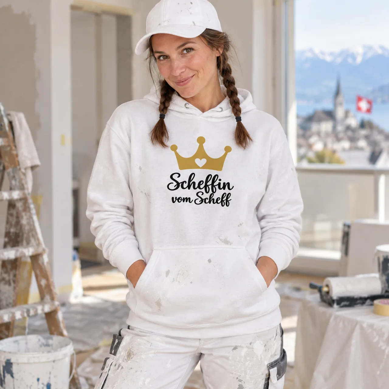 Scheffin vom Scheff Hoodie, Mundart & Sprüche, getragen