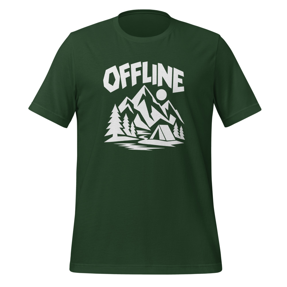 OFFLINE T-Shirt: Swiss Alps & Tent Design, mountain t-shirt with alpine design