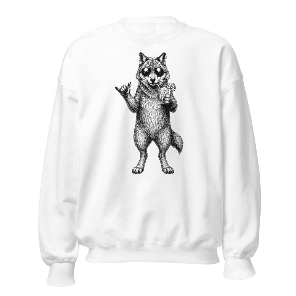 Cooler Wolf mit Sonnenbrille, Alpentier-Sweatshirt, Sweatshirt mit Alpentier-Sujet
