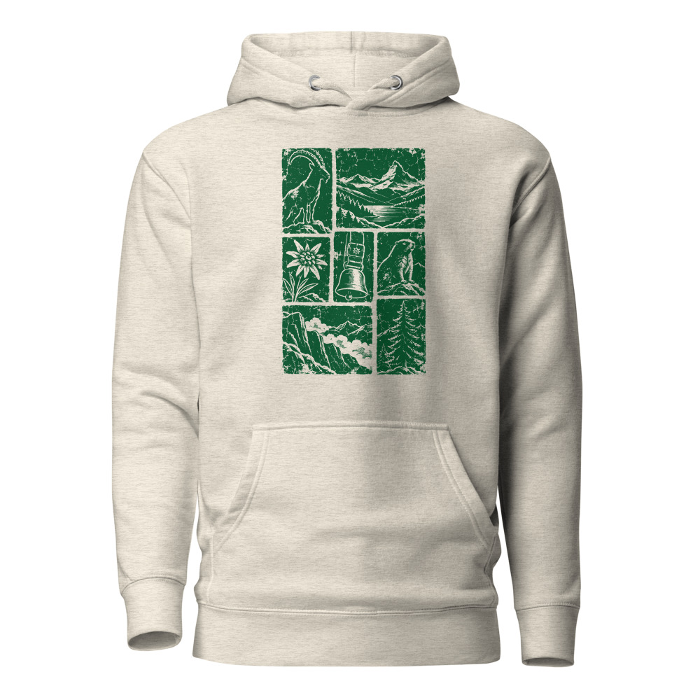 Schweizer Icons Hoodie, Berge & Alpen, Berg-Hoodie mit Alpen-Sujet
