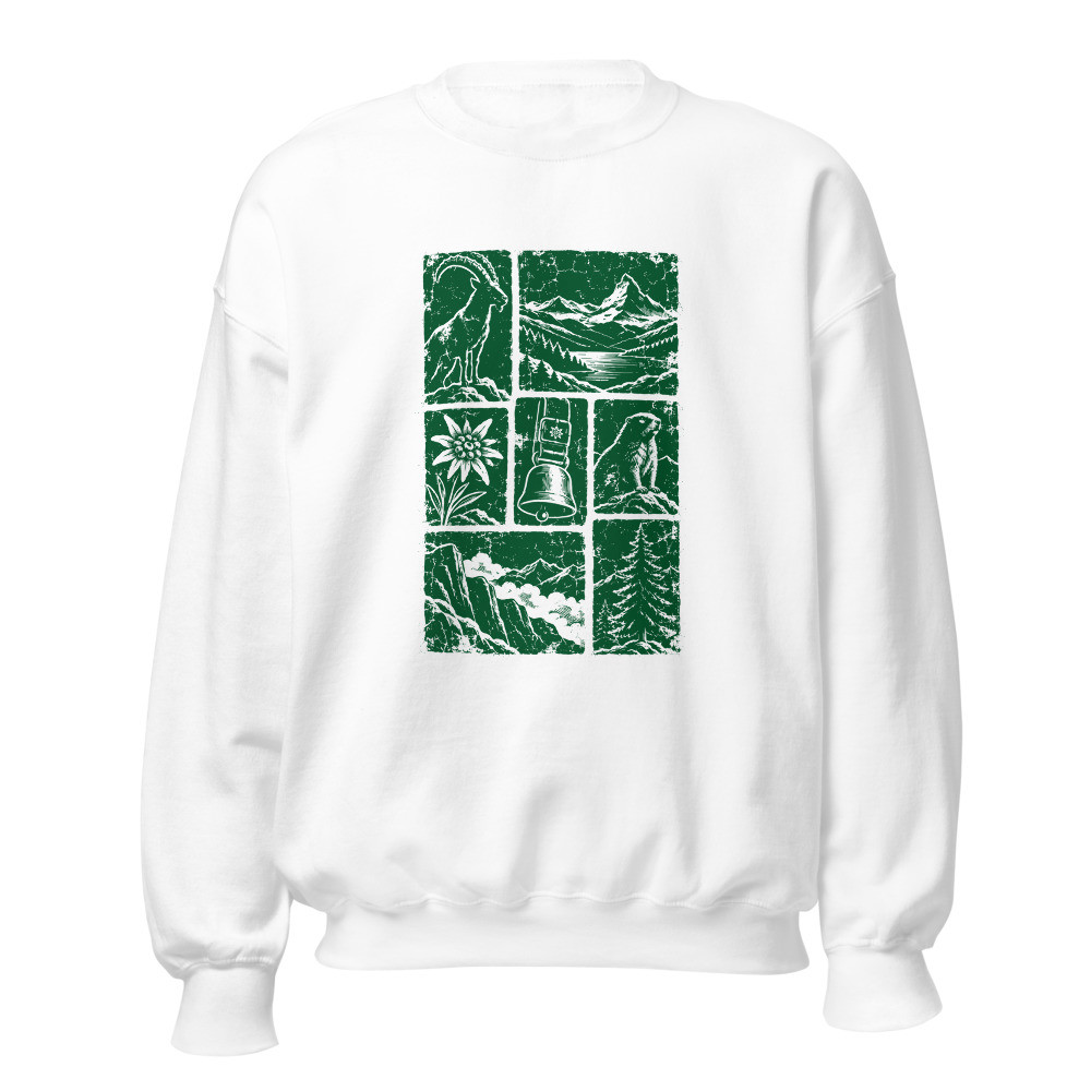 Swiss Icons Sweatshirt: Swiss Alps Design, mountain sweatshirt with alpine design