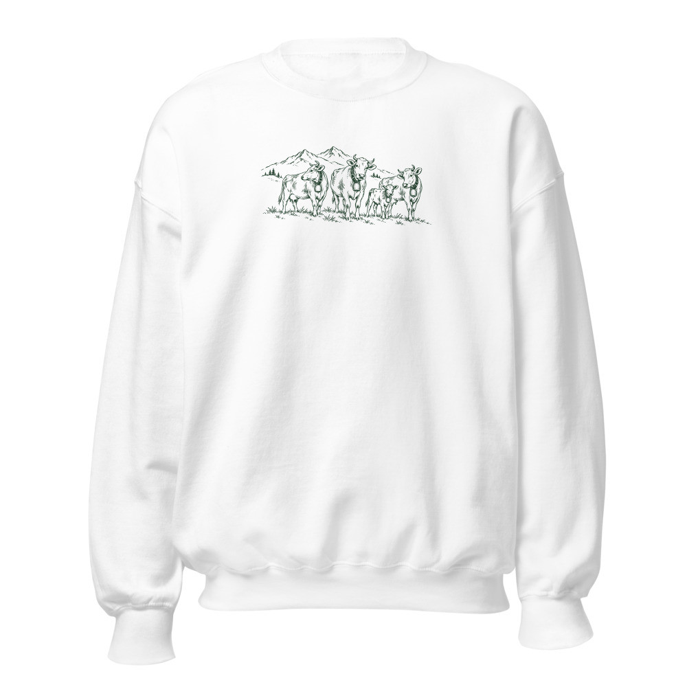 Schweizer Kühe: Alpentier-Sweatshirt für Alpenfans, Sweatshirt mit Alpentier-Sujet