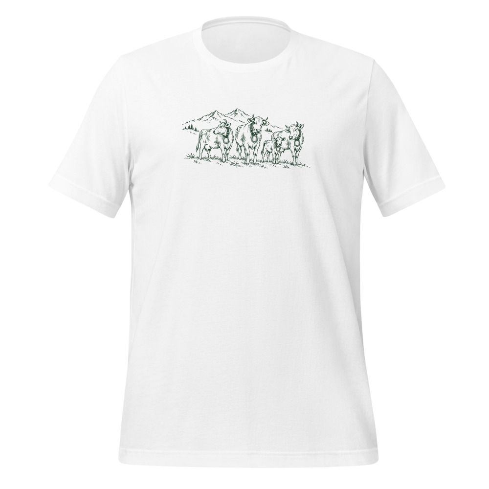 Schweizer Kühe auf der Alm, Alpentier-T-Shirt, T-Shirt mit Alpentier-Sujet