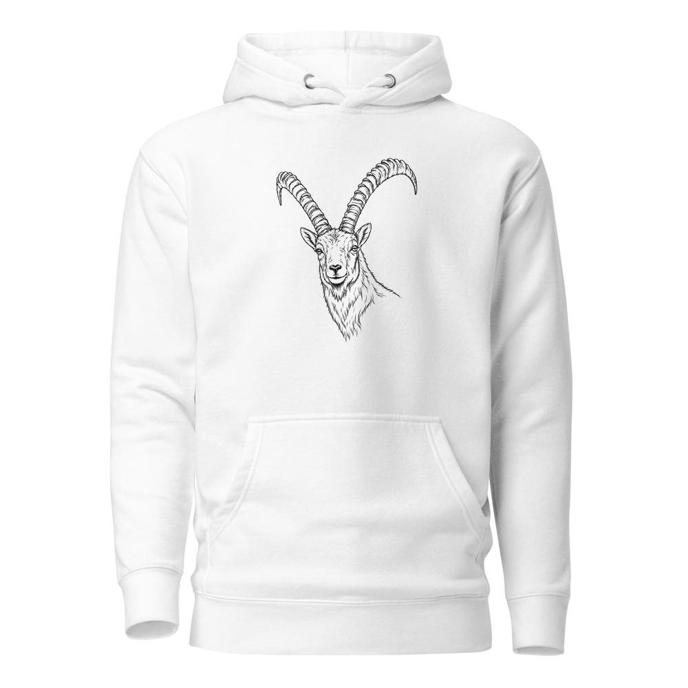 Alpensteinbock Hoodie: Schweizer Tiermotiv, Hoodie mit Alpentier-Sujet