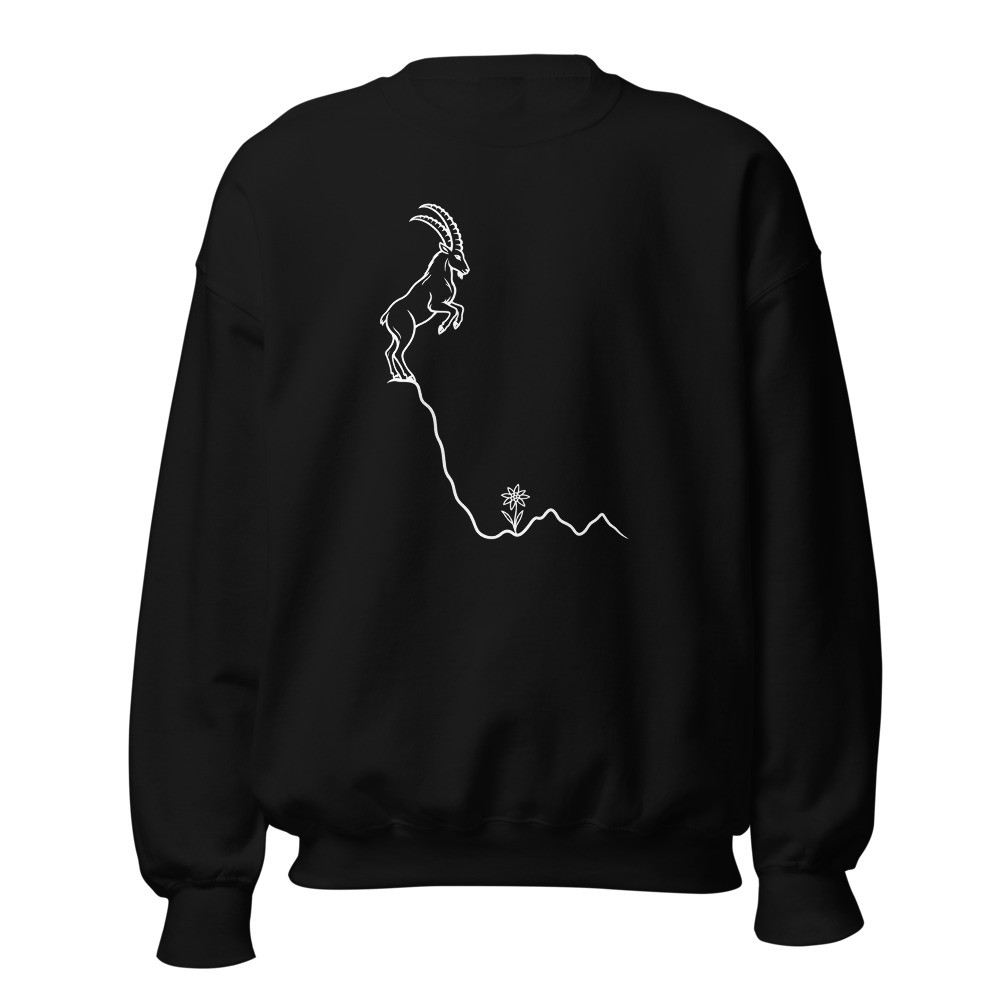 Bouquetin & edelweiss: sweat-shirt montagne, sweat-shirt montagne au motif alpin