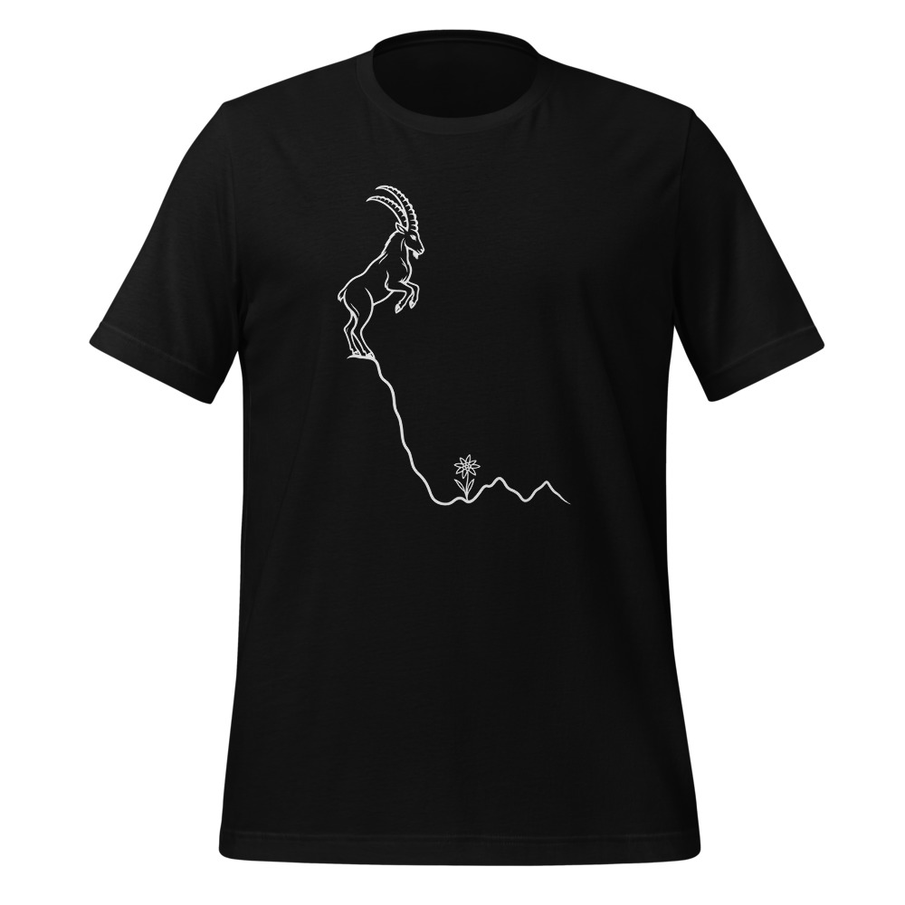 Bouquetin - edelweiss, t-shirt montagne suisse, t-shirt montagne au motif alpin
