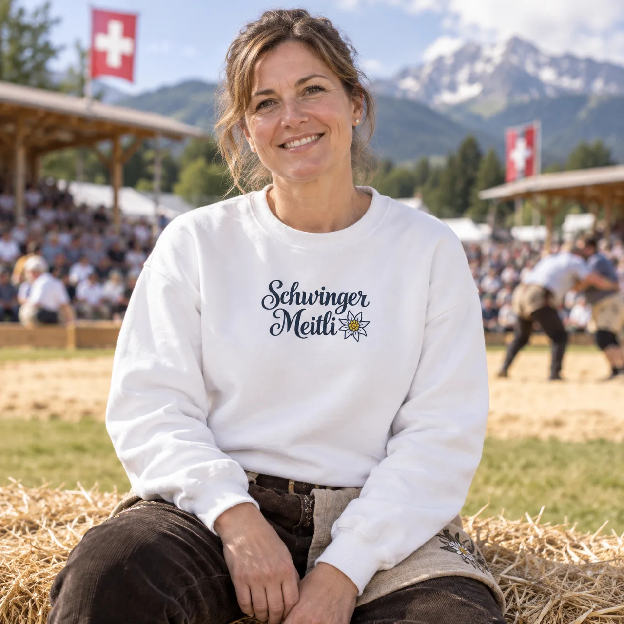 Schwinger Meitli, felpa divertente svizzera donna, indossata