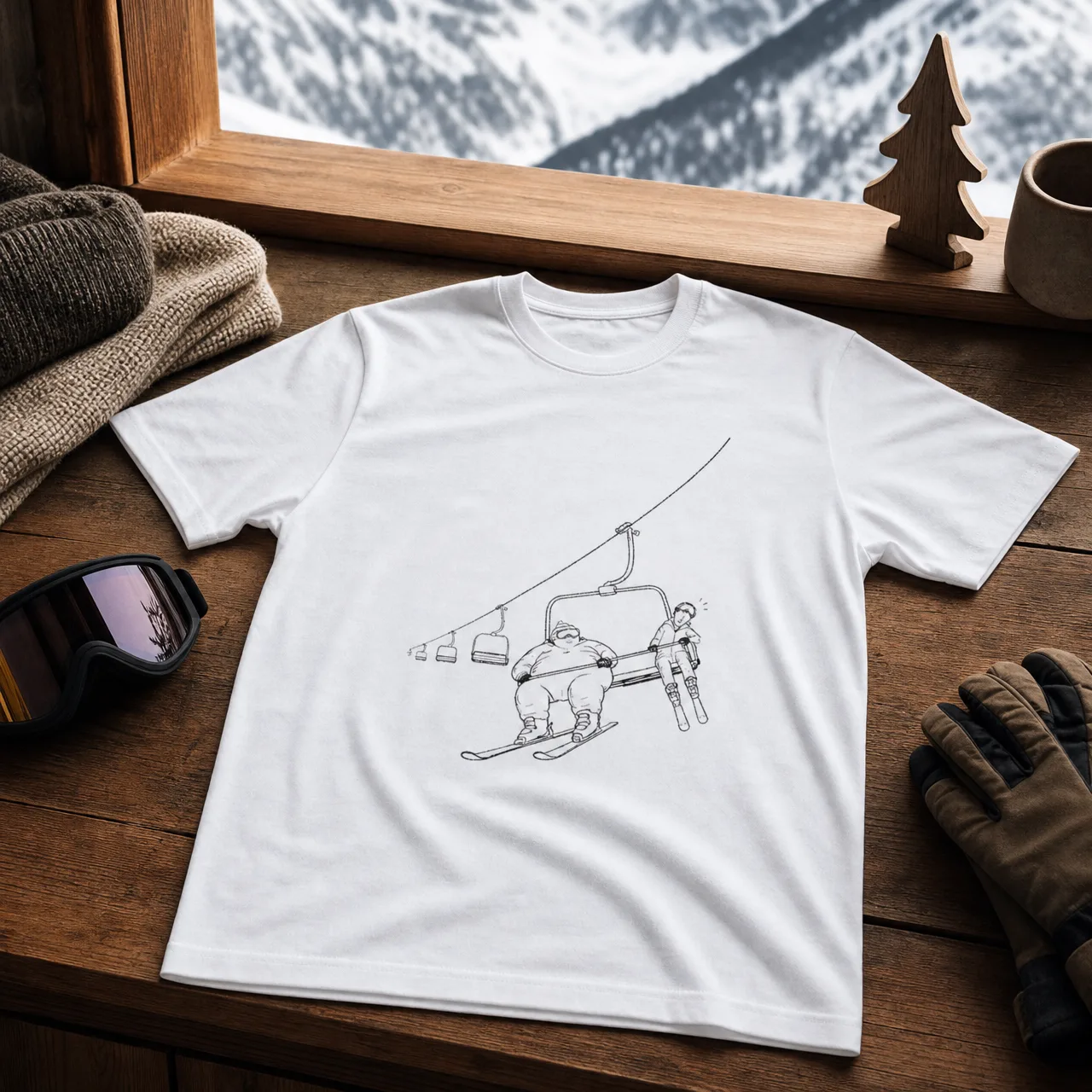 No Room on the Chairlift, Funny Ski T-Shirt, worn