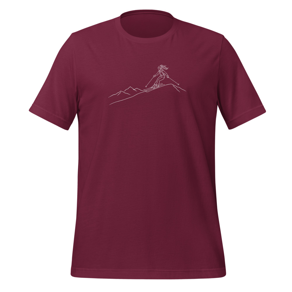 Skifahrerin Line-Art T-Shirt, Ski & Winter Damen, Ski- & Winter-T-Shirt