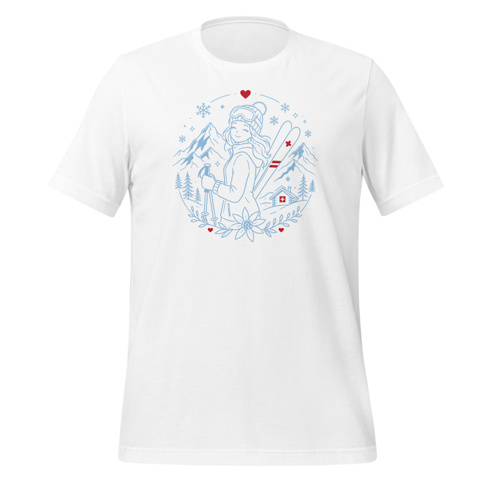 Skifahrerin T-Shirt, Wintersport Schweiz, Ski- & Winter-T-Shirt