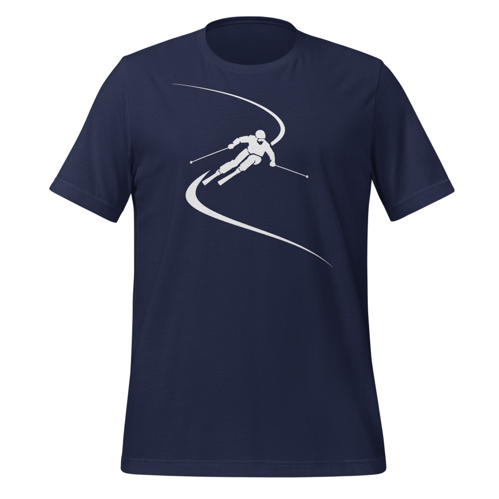 Carving-Spur auf Dunkel, Ski-Shirt erste Spur, Ski- & Winter-T-Shirt
