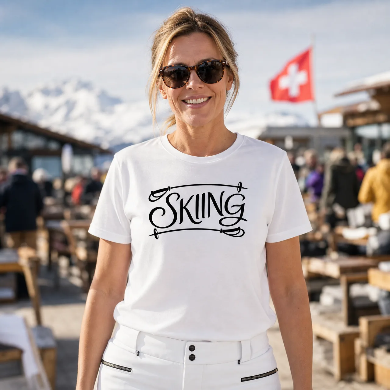 Skiing, maglietta sci & inverno, indossata