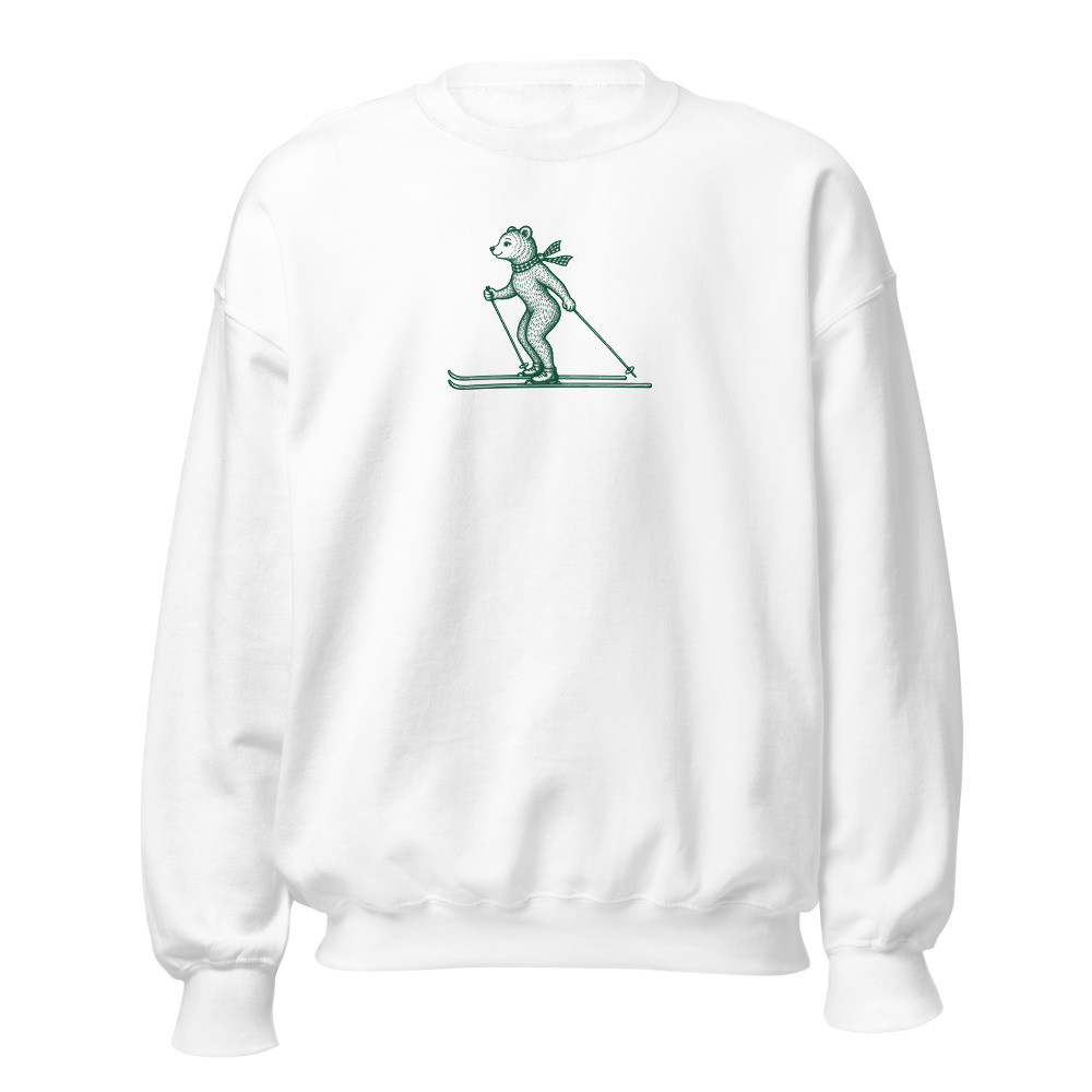 Skilanglauf-Bär Sweatshirt, Schweizer Tiermotiv, Sweatshirt mit Alpentier-Sujet