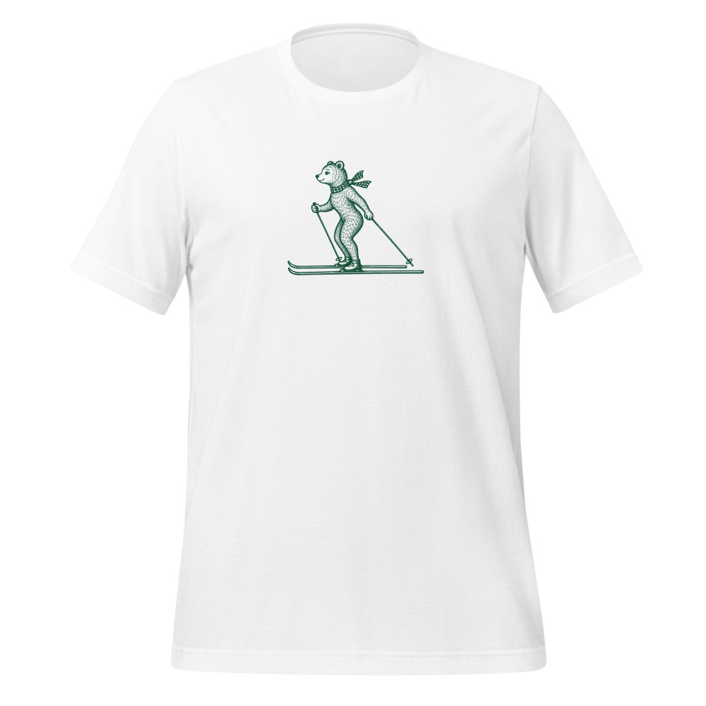 Skilanglauf-Bär T-Shirt, Schweizer Tiermotiv, T-Shirt mit Alpentier-Sujet