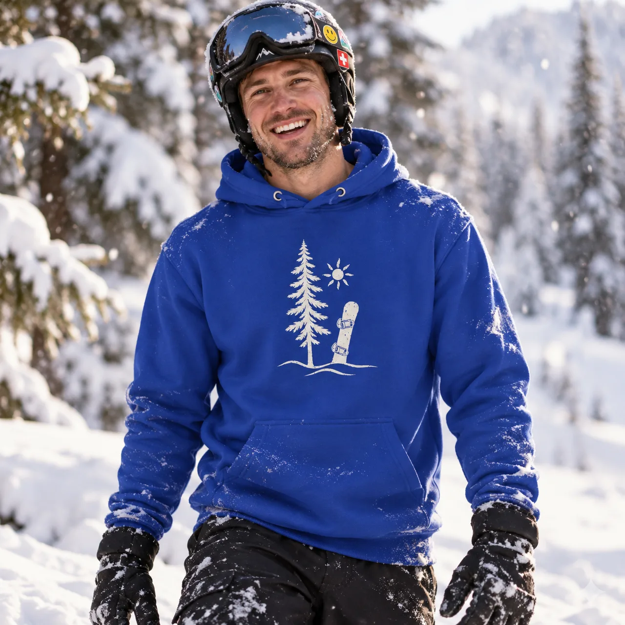 Snowboard in the Woods, Snowboard Hoodie, worn