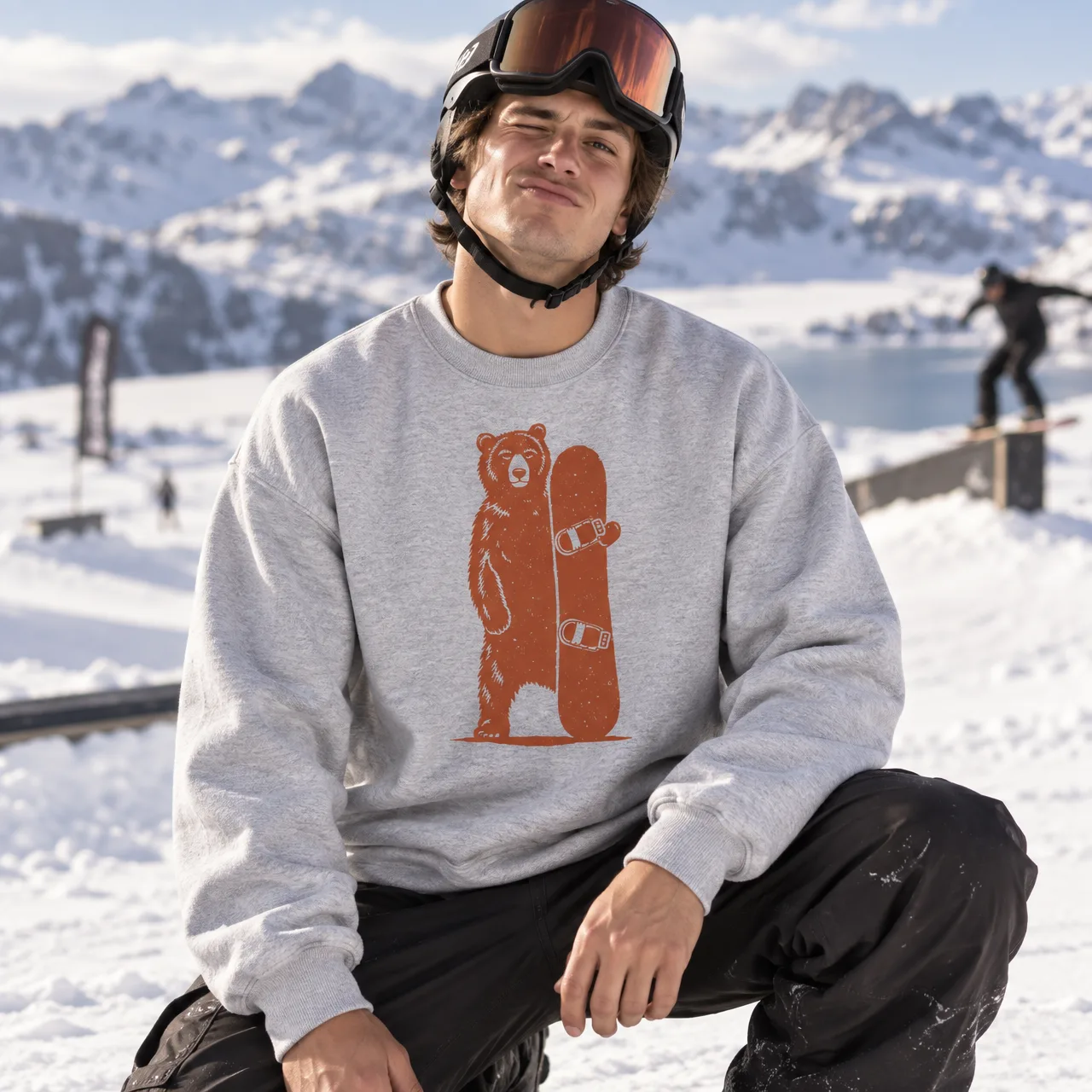 Snowboard-Bär, Snowboard Sweatshirt Herren & Damen, getragen