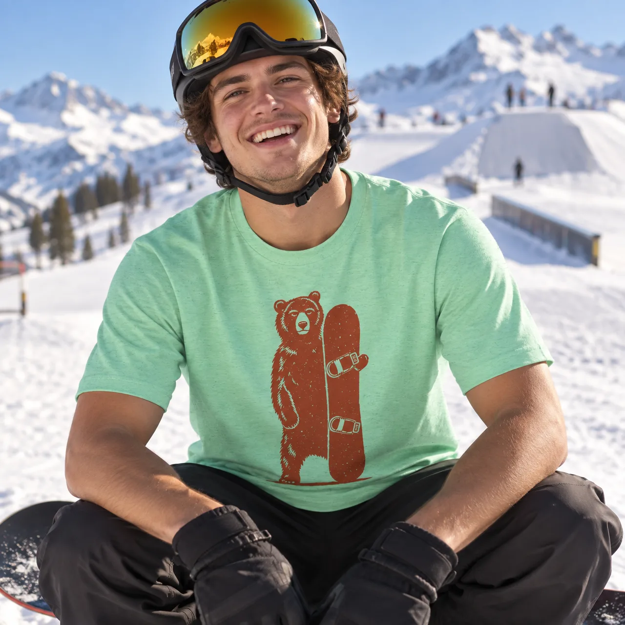 Snowboard-Bär, Snowboard T-Shirt, getragen
